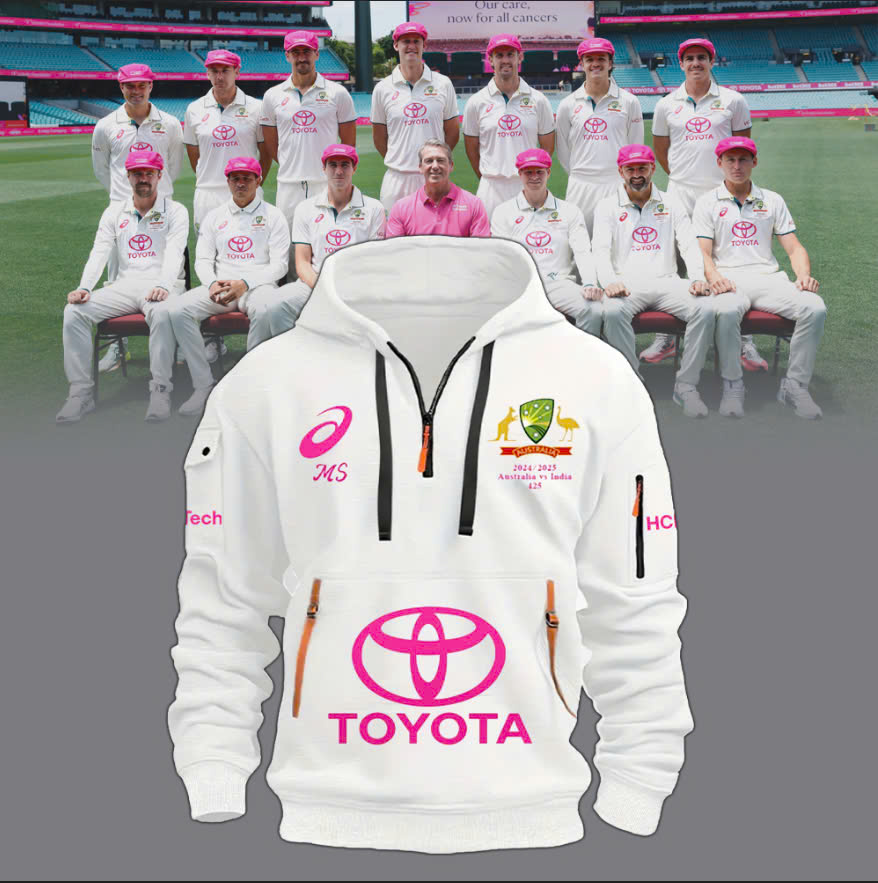 Australian Team in Pink Jersey with Glenn McGrath Hoodie Editions Limied V3