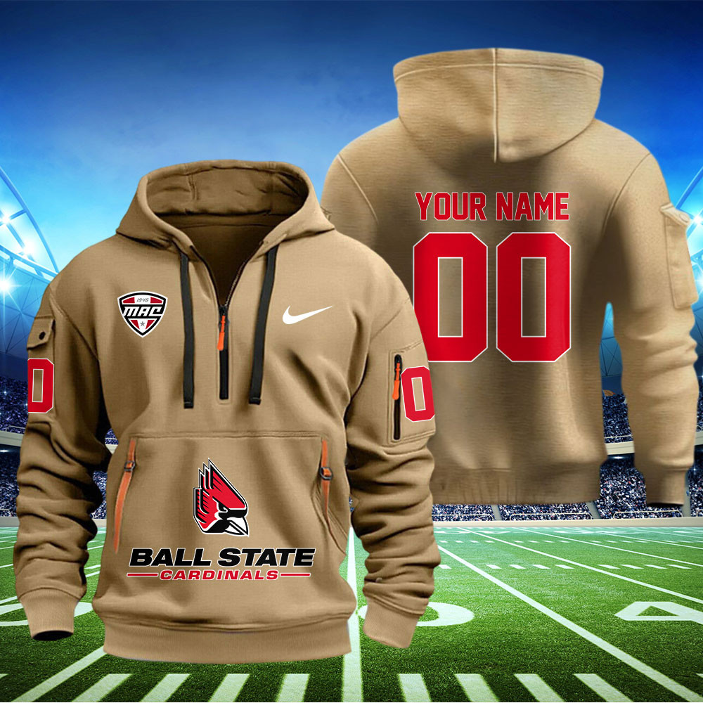 Ball State Cardinals Football Quarter Zip Hoodie