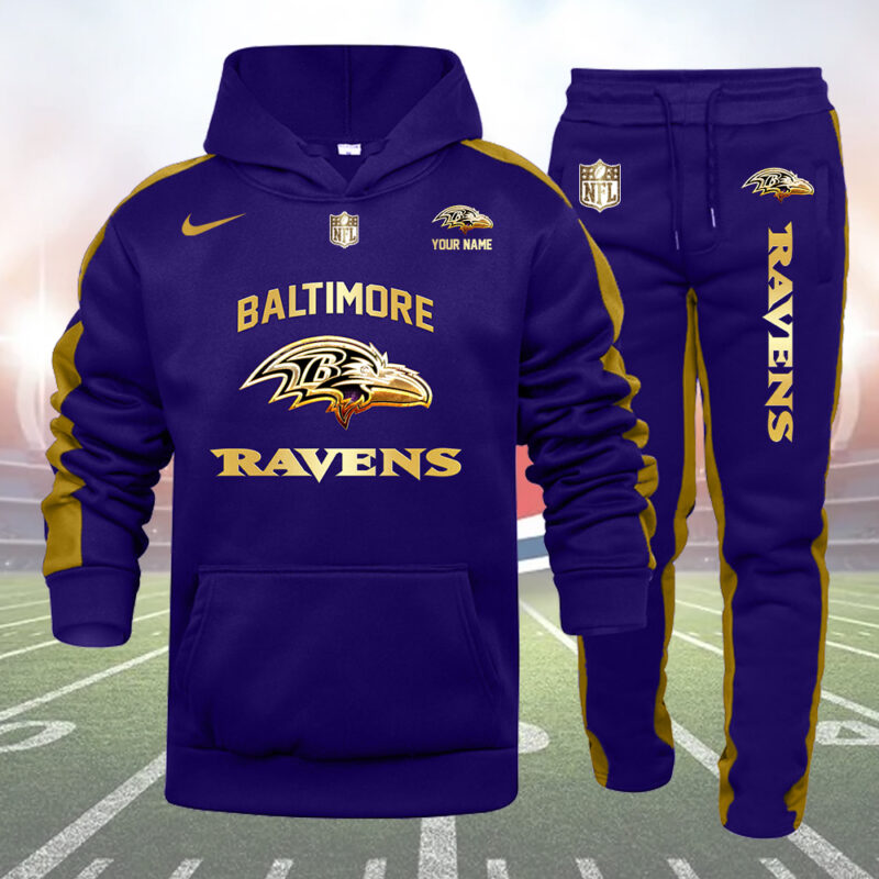 Baltimore Ravens-32 Teams Personlized Golden Logo Hoodie-SP11012467ID03