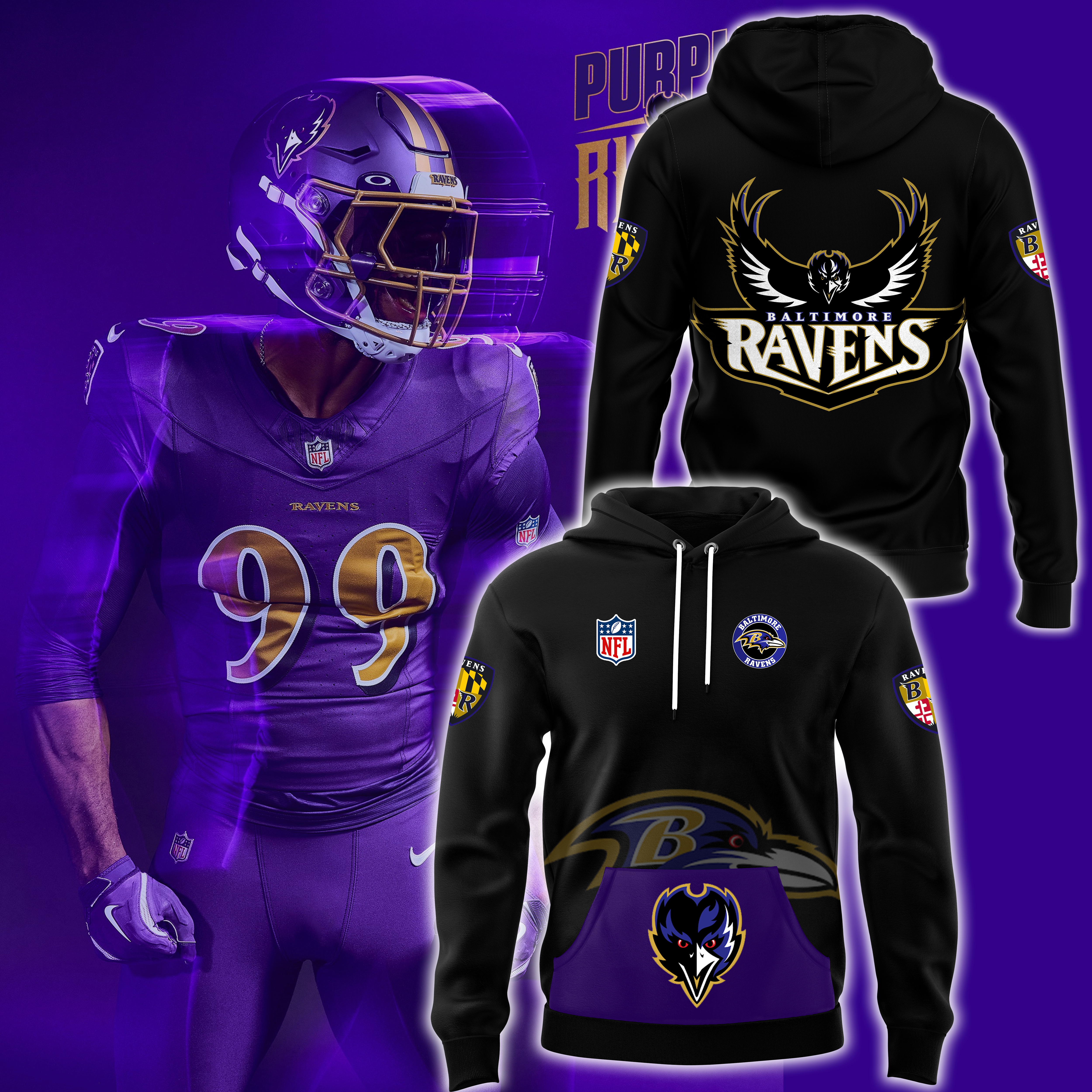 Baltimore Ravens Alternate Helmet Pullover Hoodie