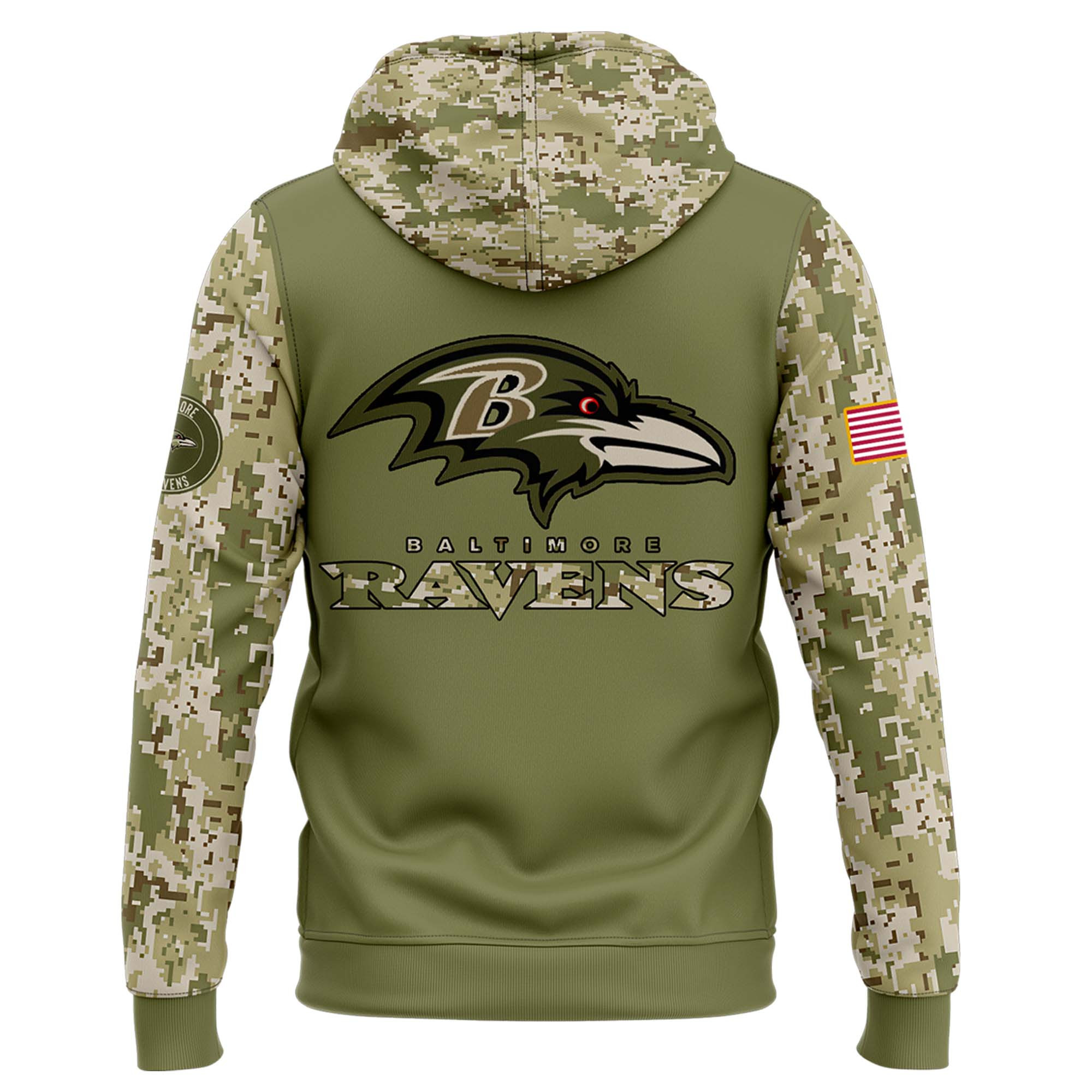 Baltimore Ravens Camo Salute to Service Club Fleece Pullover Hoodie