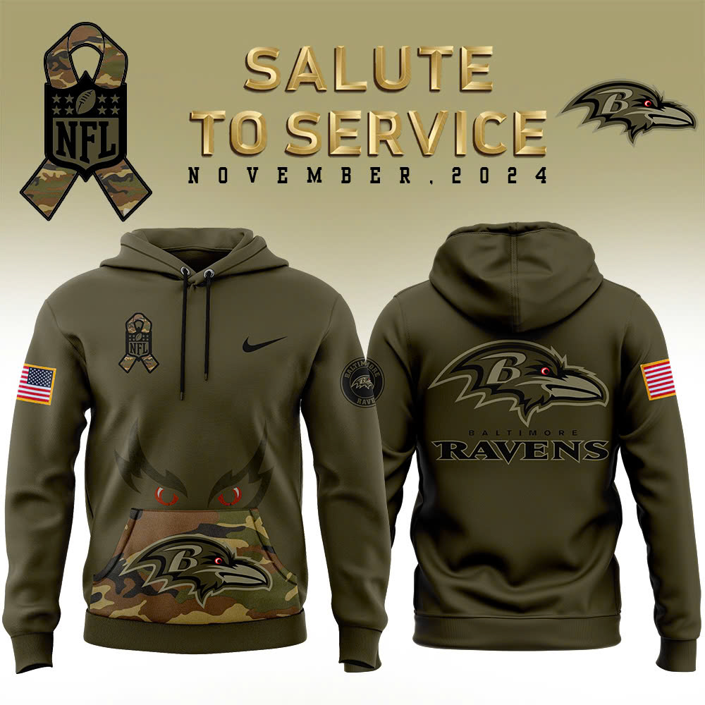 Baltimore Ravens Camo Salute to Service Club Fleece Pullover Hoodie