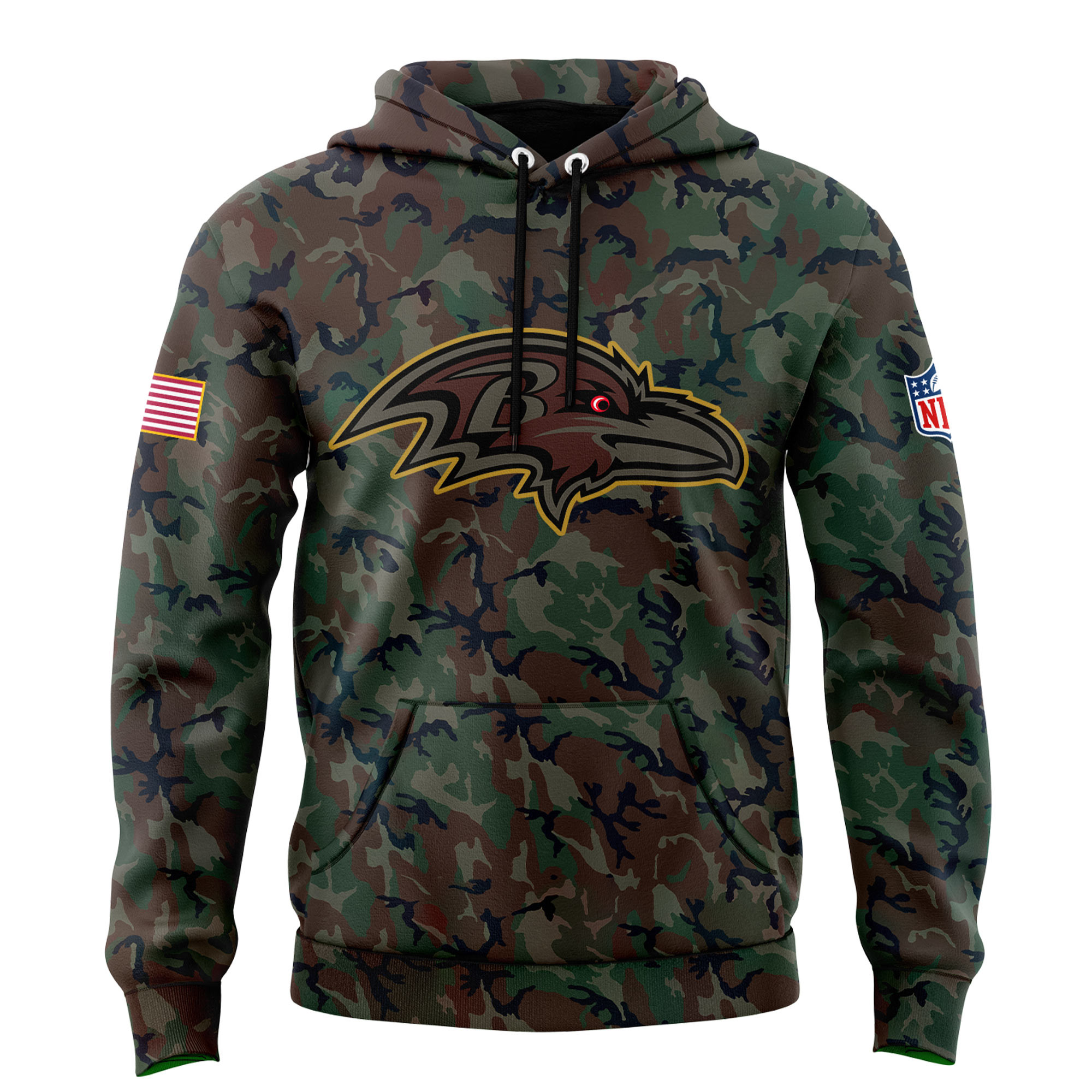 Baltimore Ravens Camo Salute to Service Club Fleece Pullover Hoodie