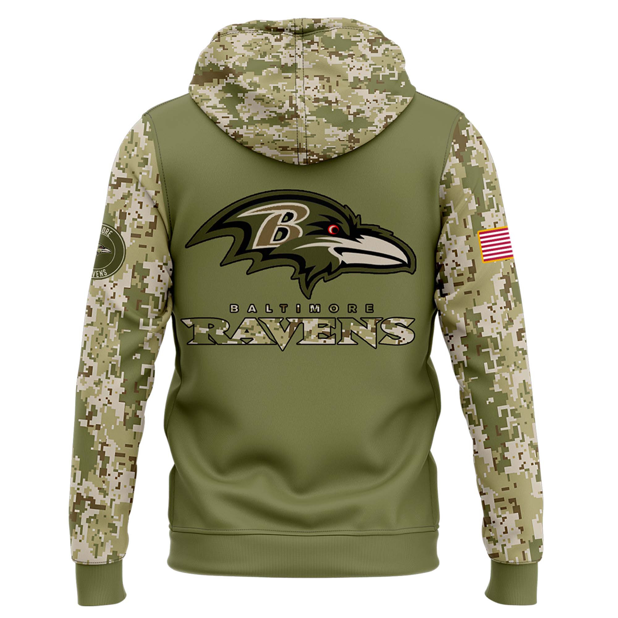 Baltimore Ravens Camo Salute to Service Club Fleece Pullover Hoodie v2
