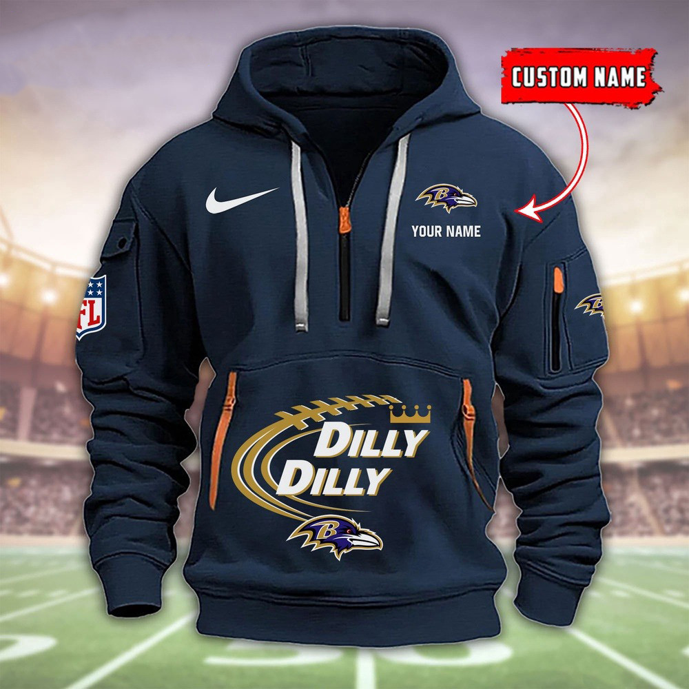 Baltimore Ravens Dilly Dilly Quarter Half Zip Hoodie Football Fans Clothing