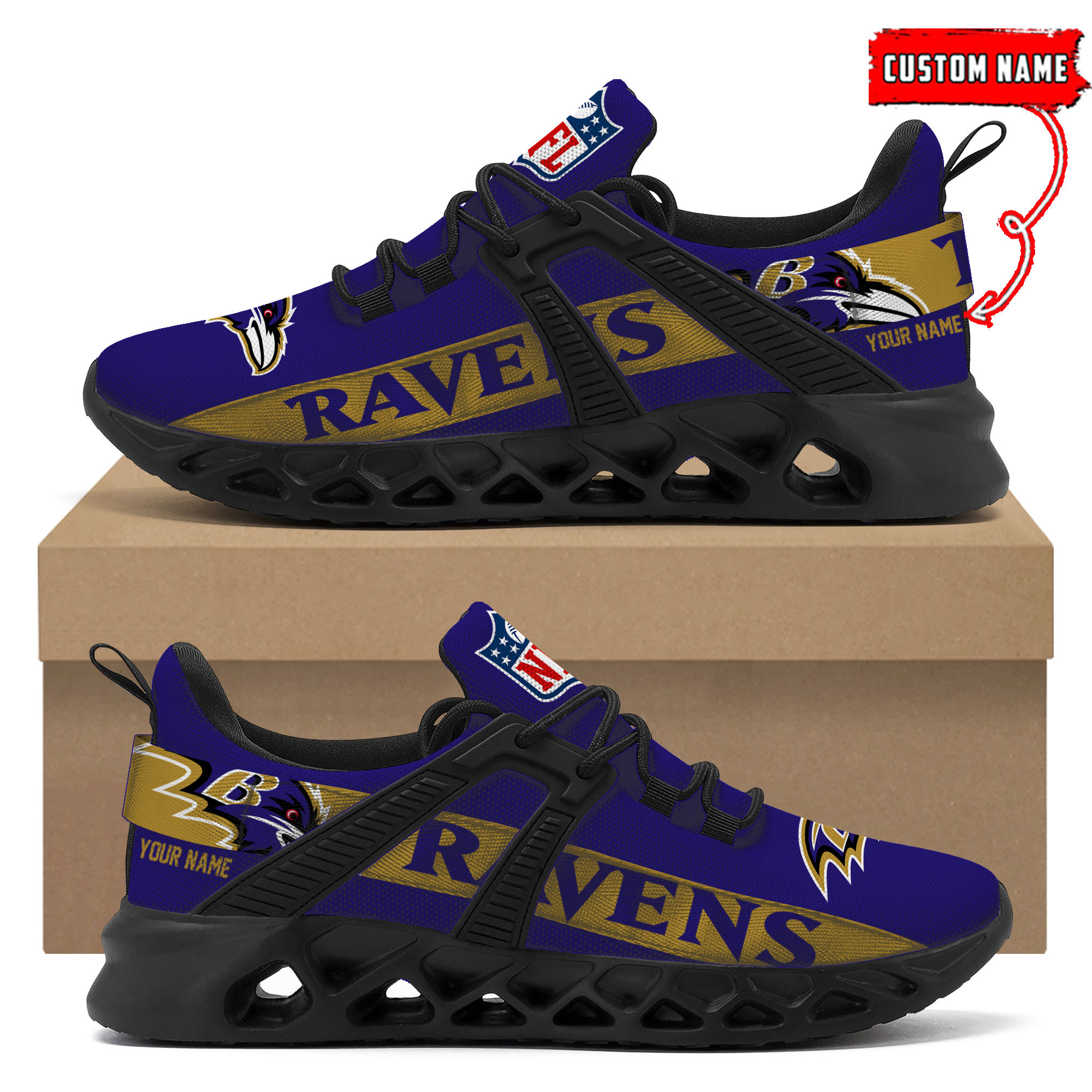 Baltimore Ravens Football Team Sport Sneakers