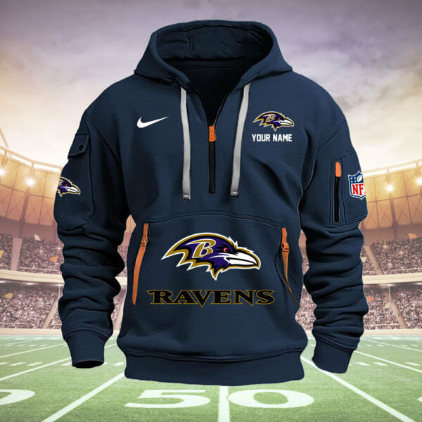 Baltimore Ravens New Personalized Quarter Zip Hoodie AZBTQZH000022