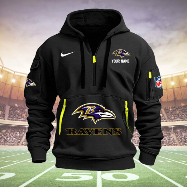 Baltimore Ravens New Personalized Quarter Zip Hoodie AZBTQZH000022