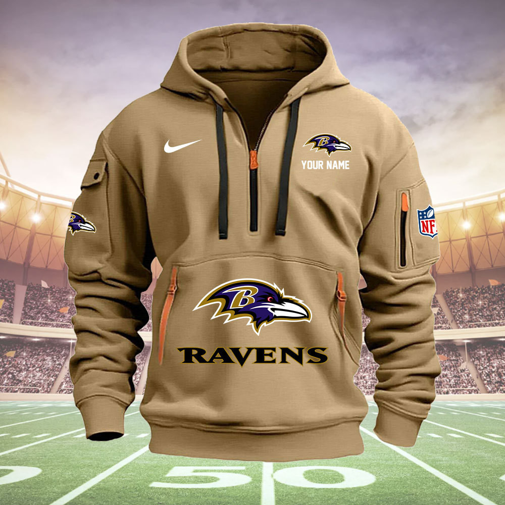 Baltimore Ravens New Personalized Quarter Zip Hoodie AZBTQZH000022