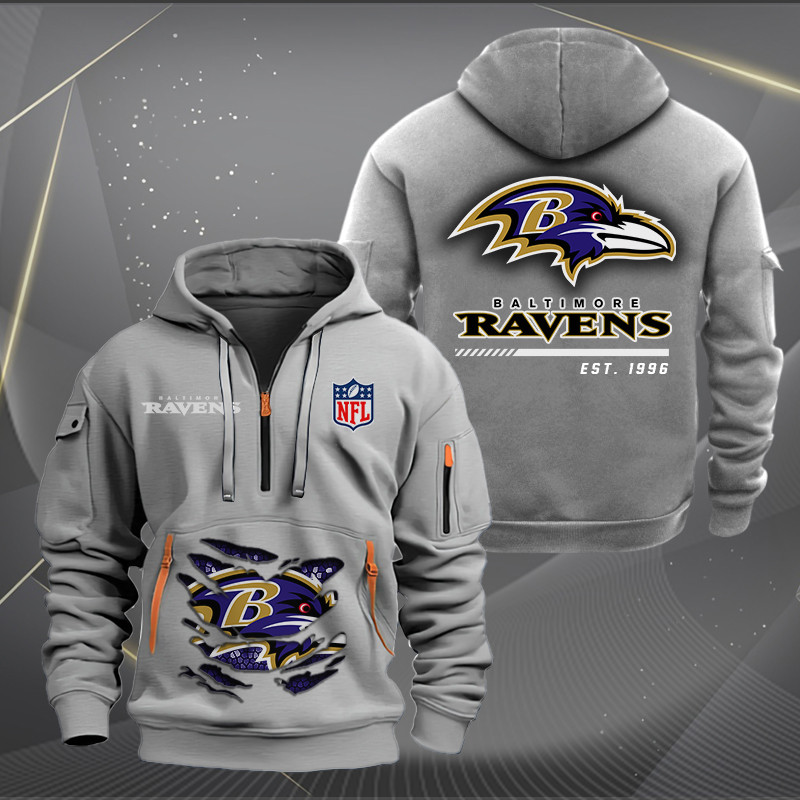 Baltimore Ravens New Personalized Quarter Zip Hoodie AZBTQZH000097