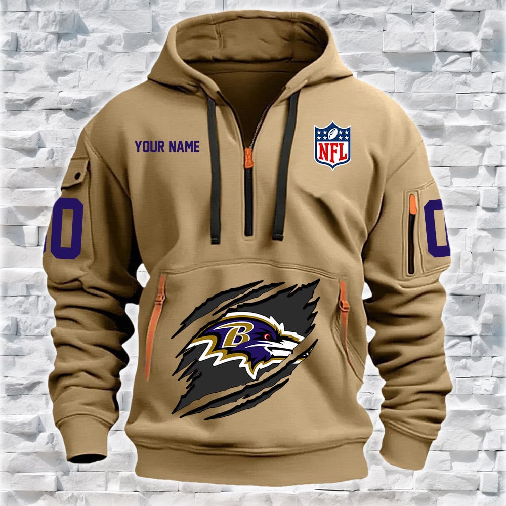 Baltimore Ravens New Personalized Quarter Zip Hoodie NA021