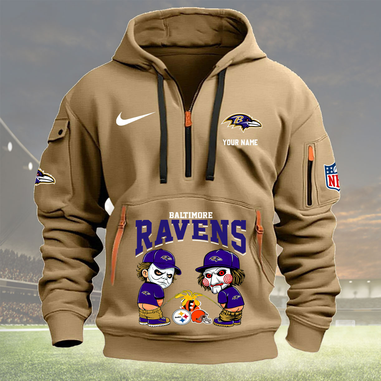 Baltimore Ravens Personalized Quarter Zip Hoodie New Collection AZBTQZH000281