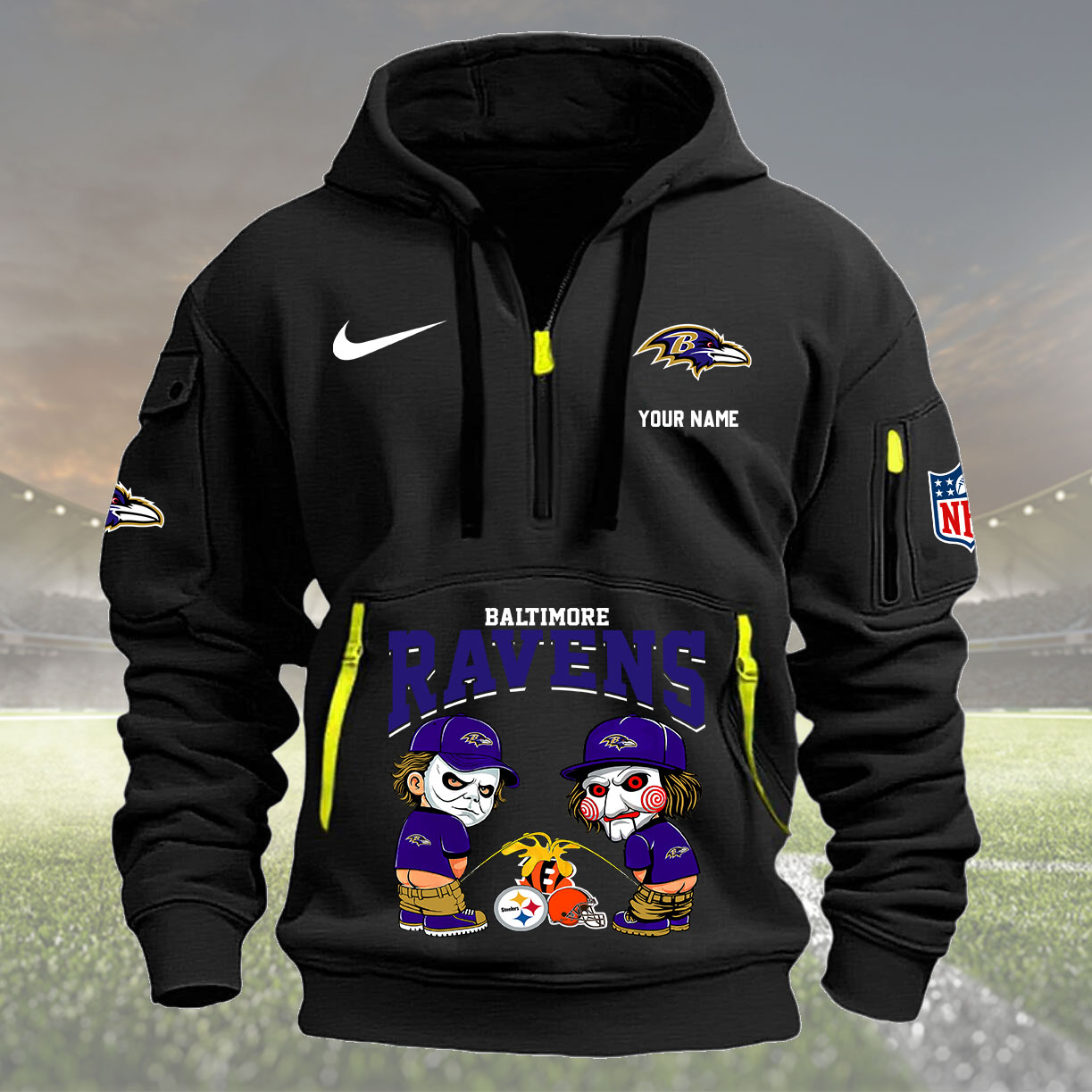 Baltimore Ravens Personalized Quarter Zip Hoodie New Collection AZBTQZH000281