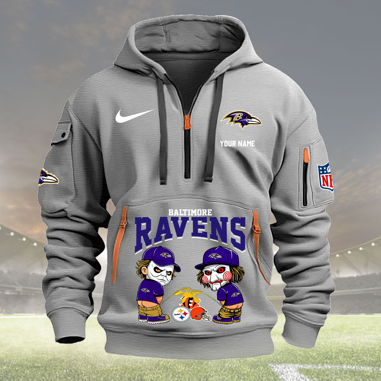 Baltimore Ravens Personalized Quarter Zip Hoodie New Collection AZBTQZH000281