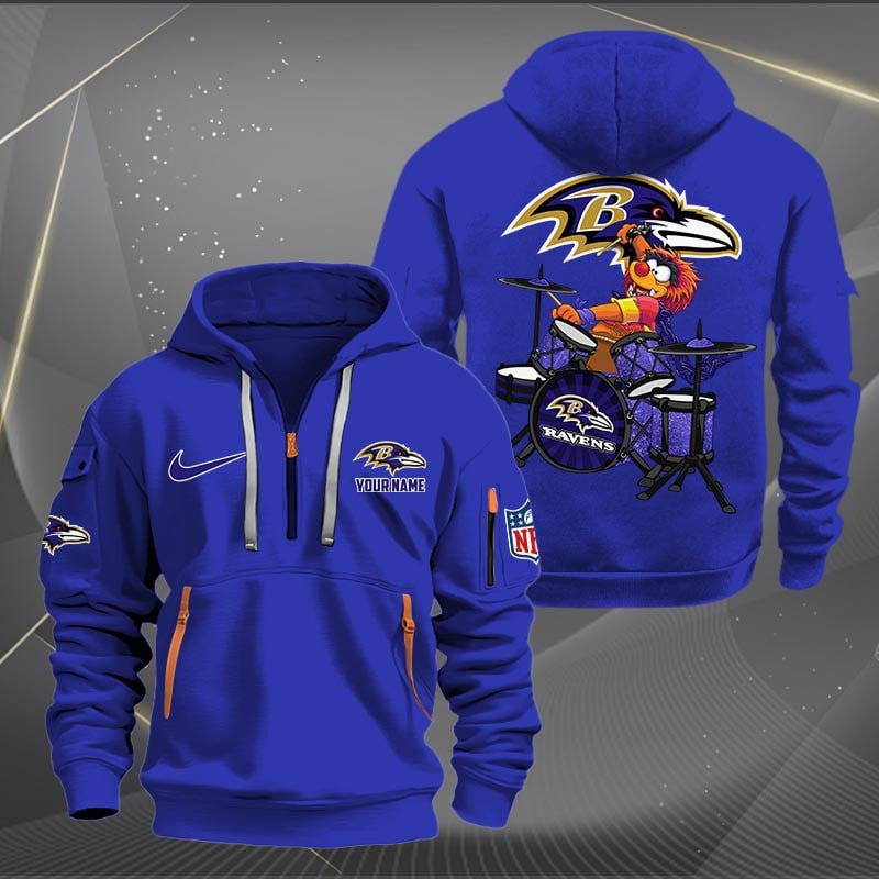 Baltimore Ravens Premium Personalized Quarter Zip Hoodie AZBTCQZH000003
