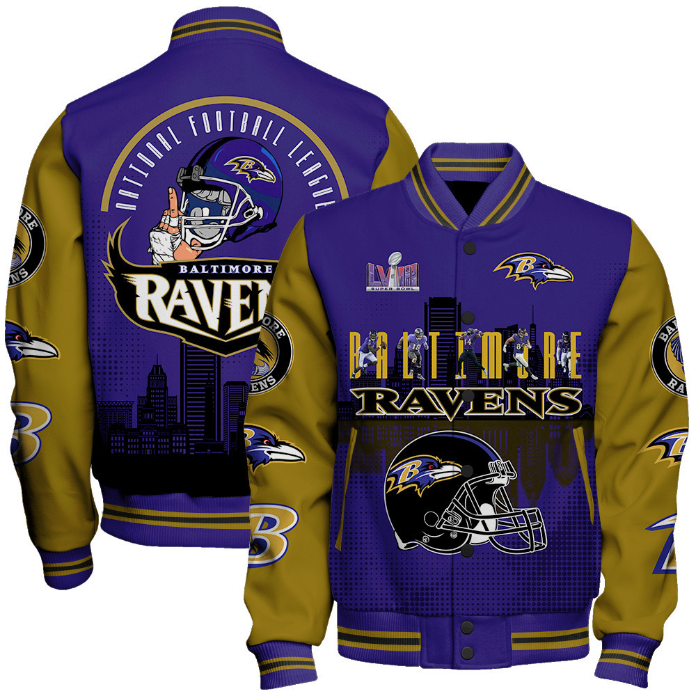 Baltimore Ravens Team Logo Player Design Varsity Jacket