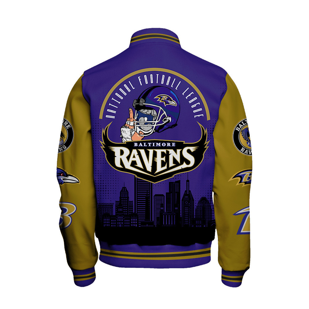 Baltimore Ravens Team Logo Player Design Varsity Jacket