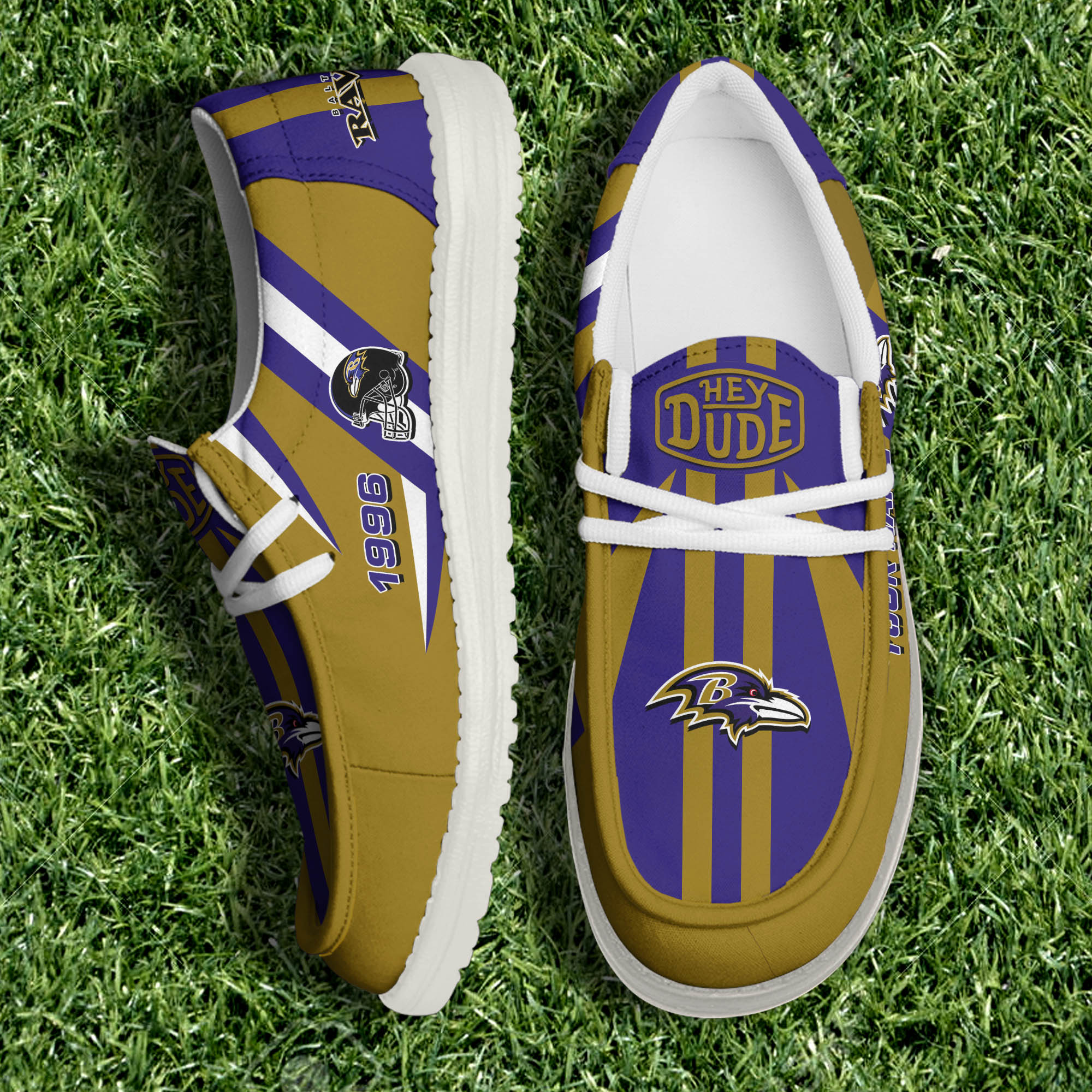 Baltimore Ravens Team White Canvas Loafer Shoes Personalized Your Name