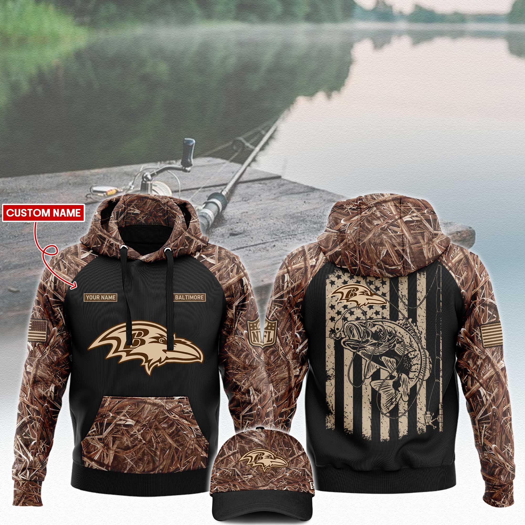 Baltimore Ravens x Fishing   Hoodie  V3