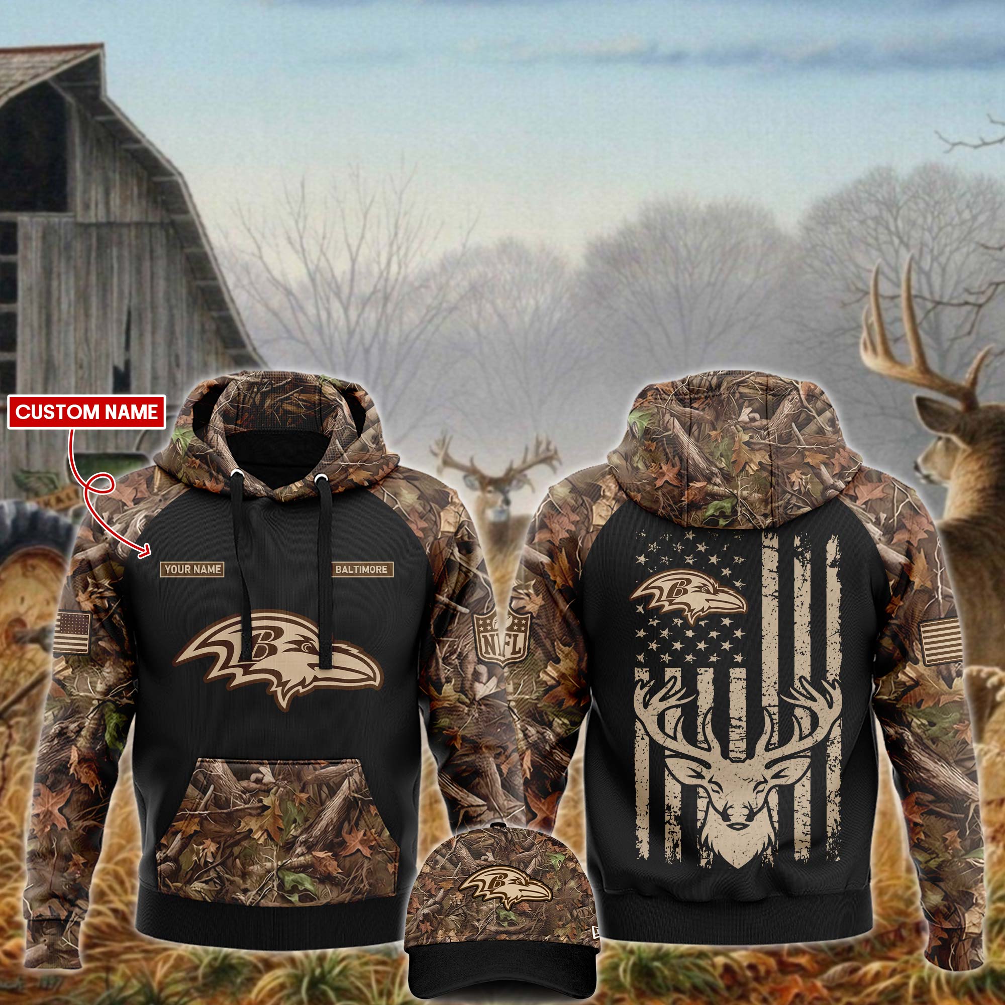 Baltimore Ravens  x Hunting   Hoodie