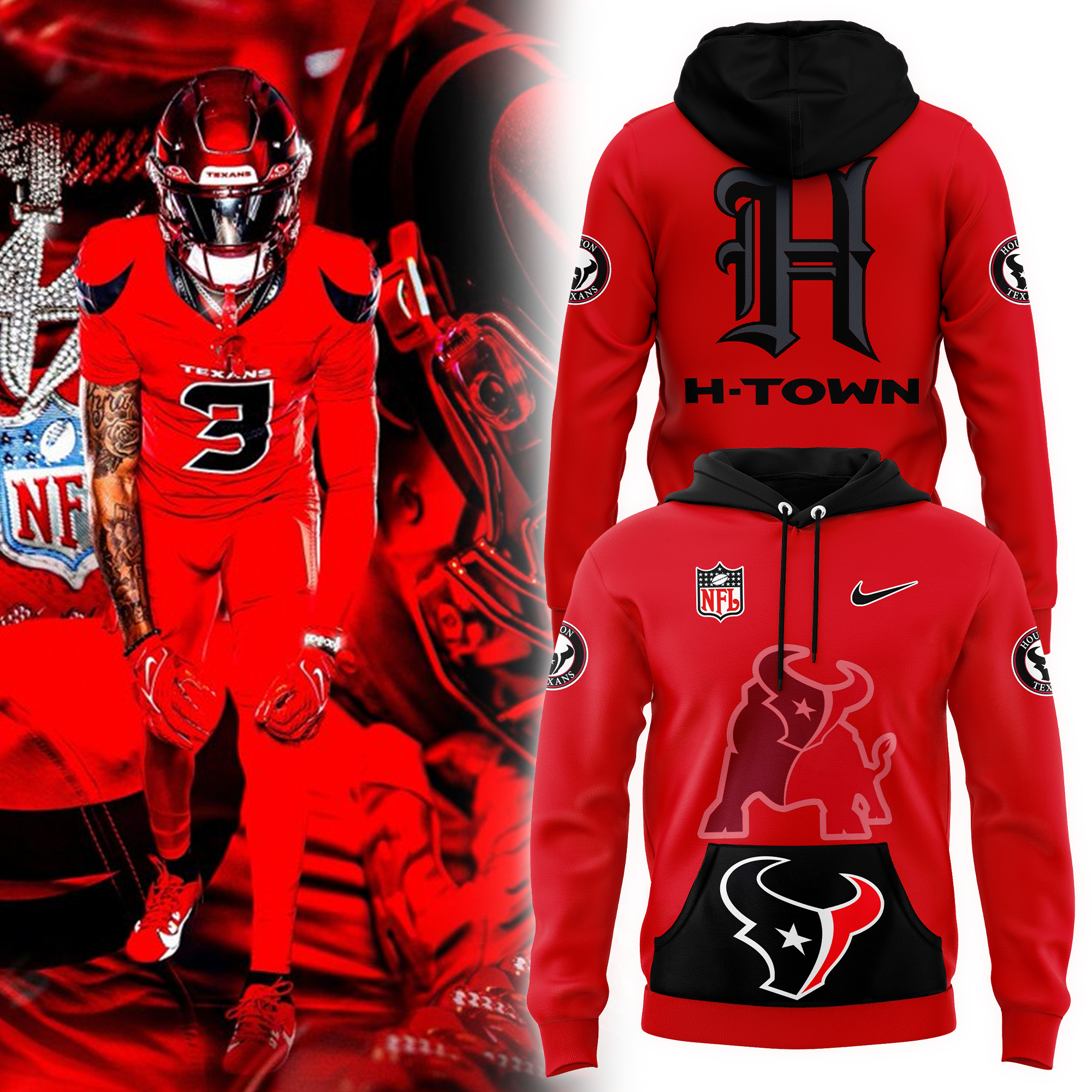 Battle Red Houston Texans Hoodie