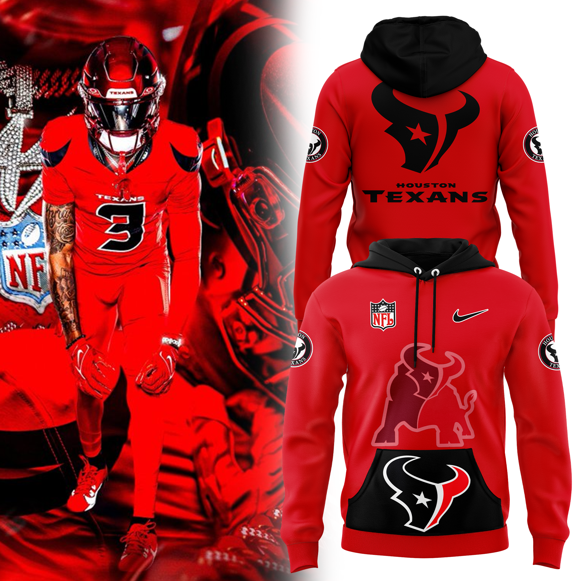 Battle Red Houston Texans Hoodie