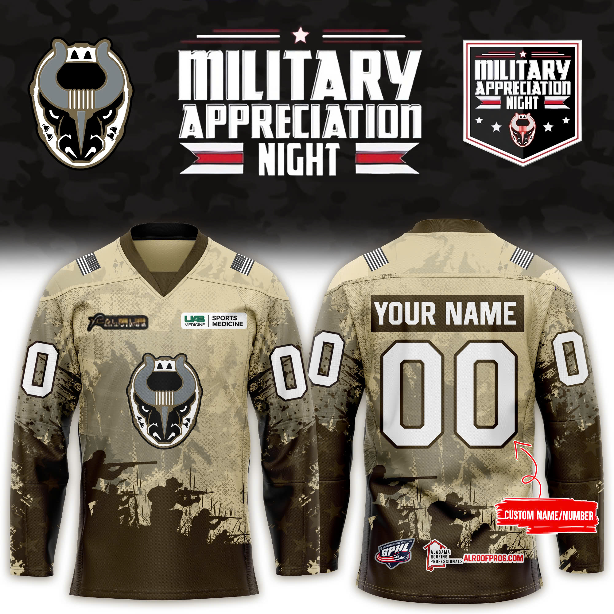 Birmingham Bulls Military Night Jersey 2025