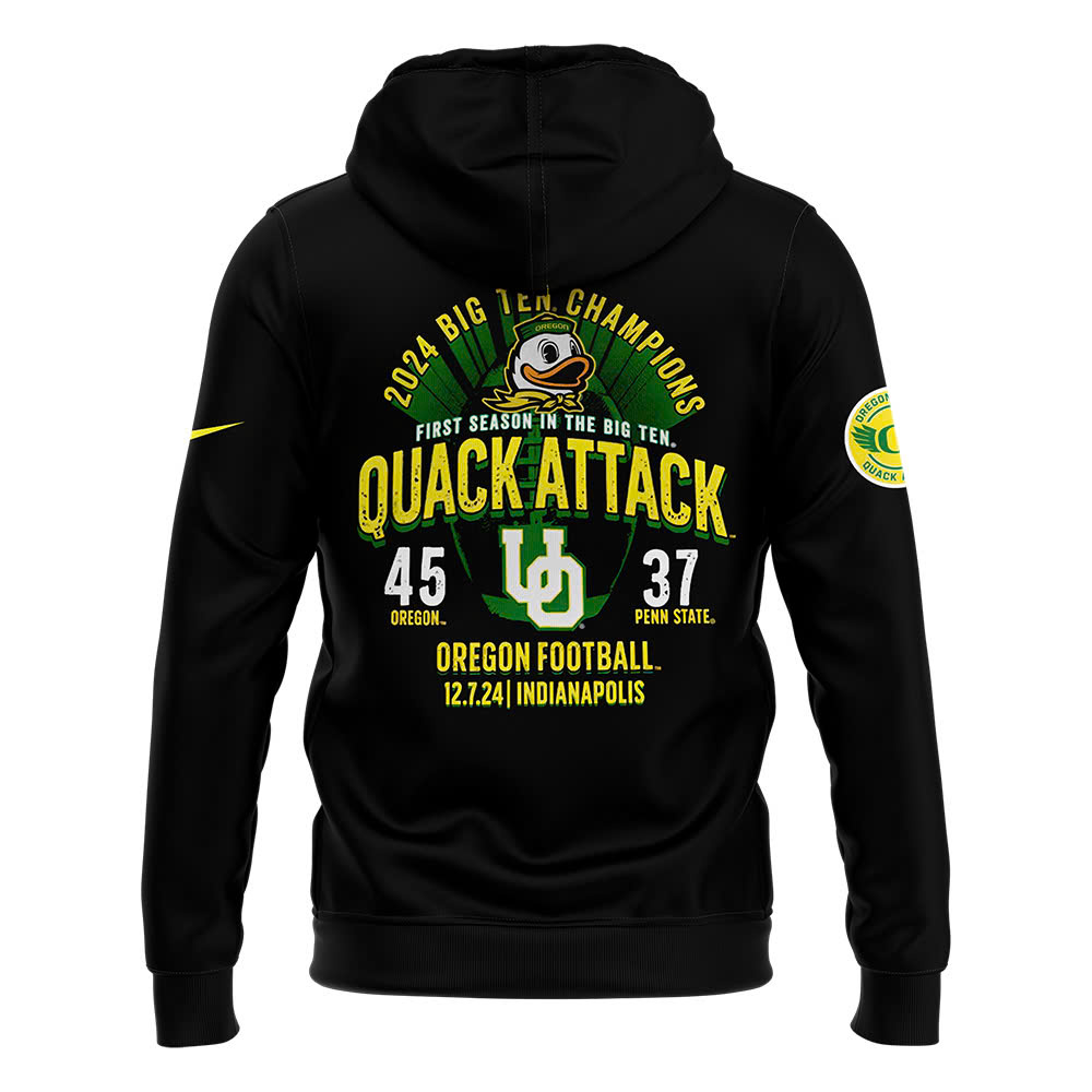 Blue 84 Black Oregon Ducks Big Ten Football Conference Champions Locker Room Pullover Hoodie V2