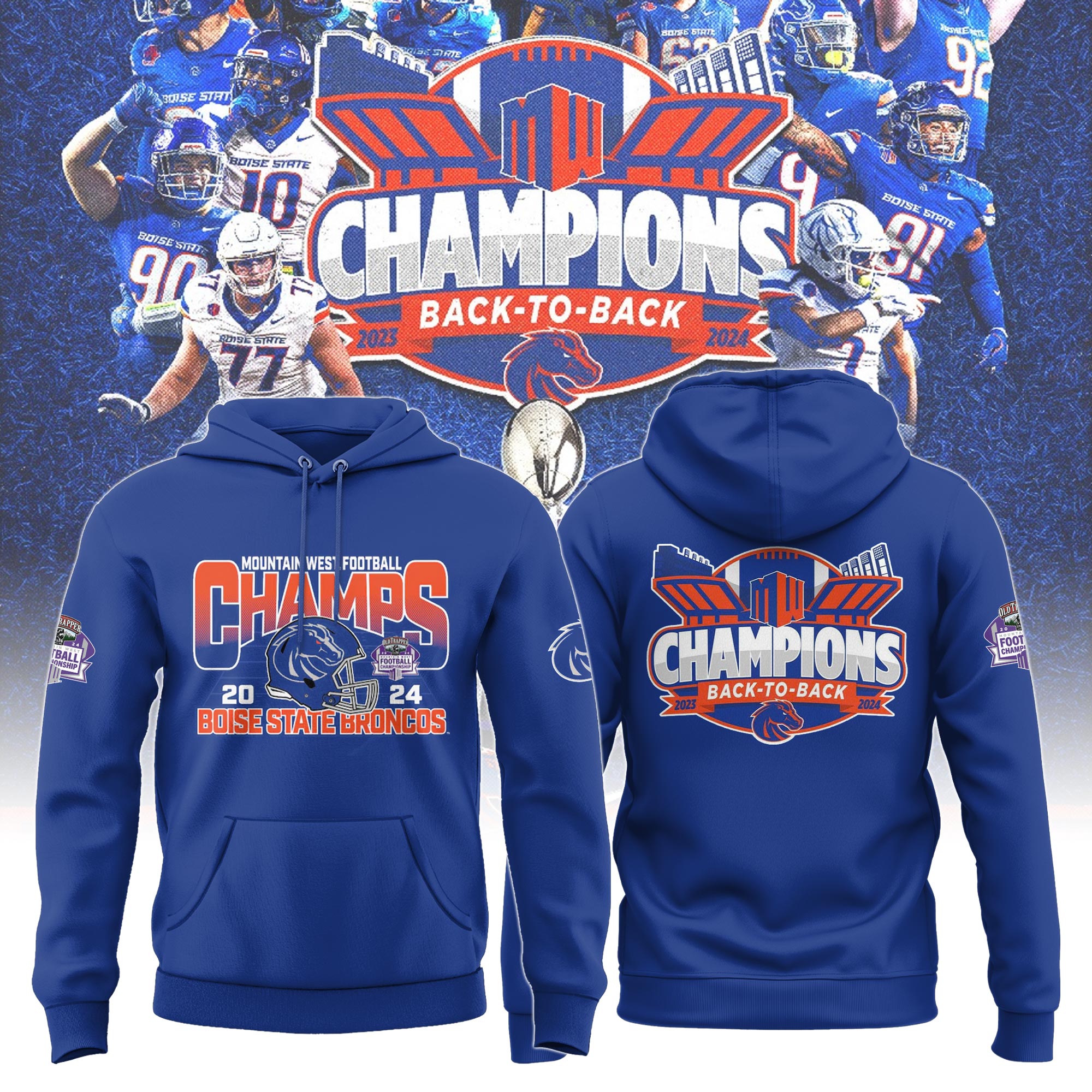 Boise State Broncos Mountain West Conference Football Champions Hoodie