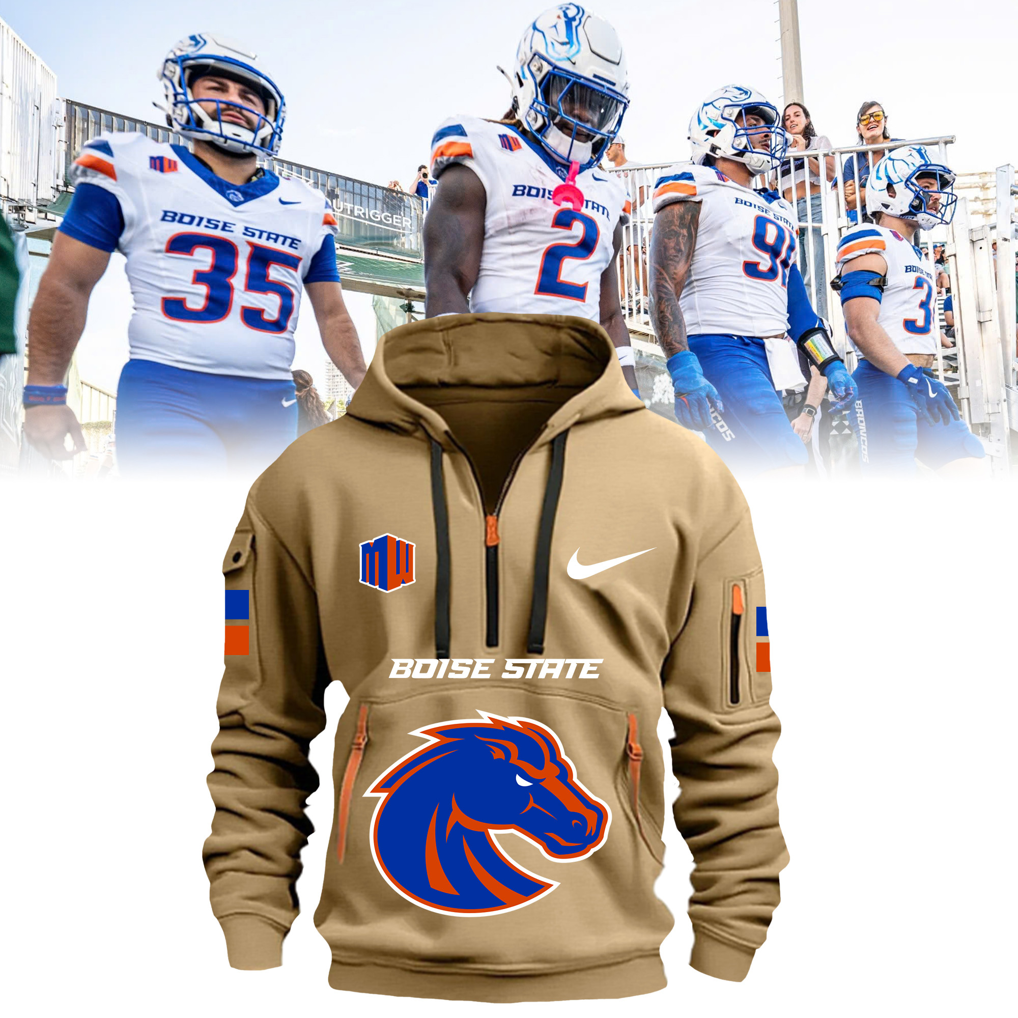 Boise State Broncos Quarter Zip Hoodie