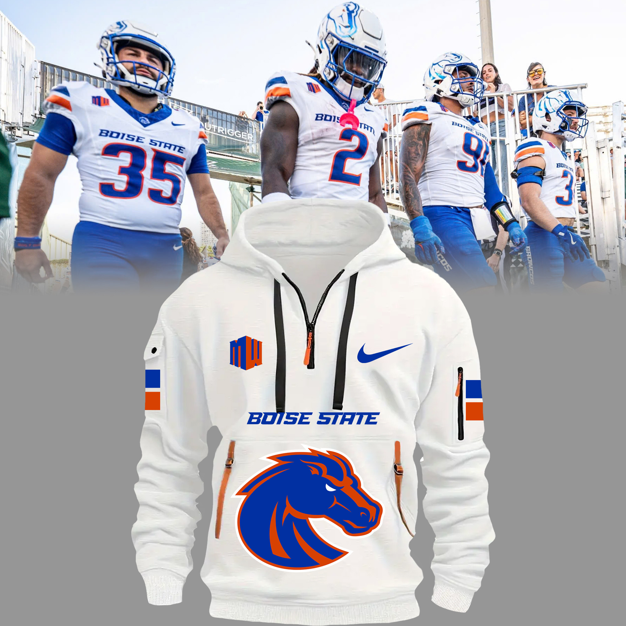Boise State Broncos Quarter Zip Hoodie