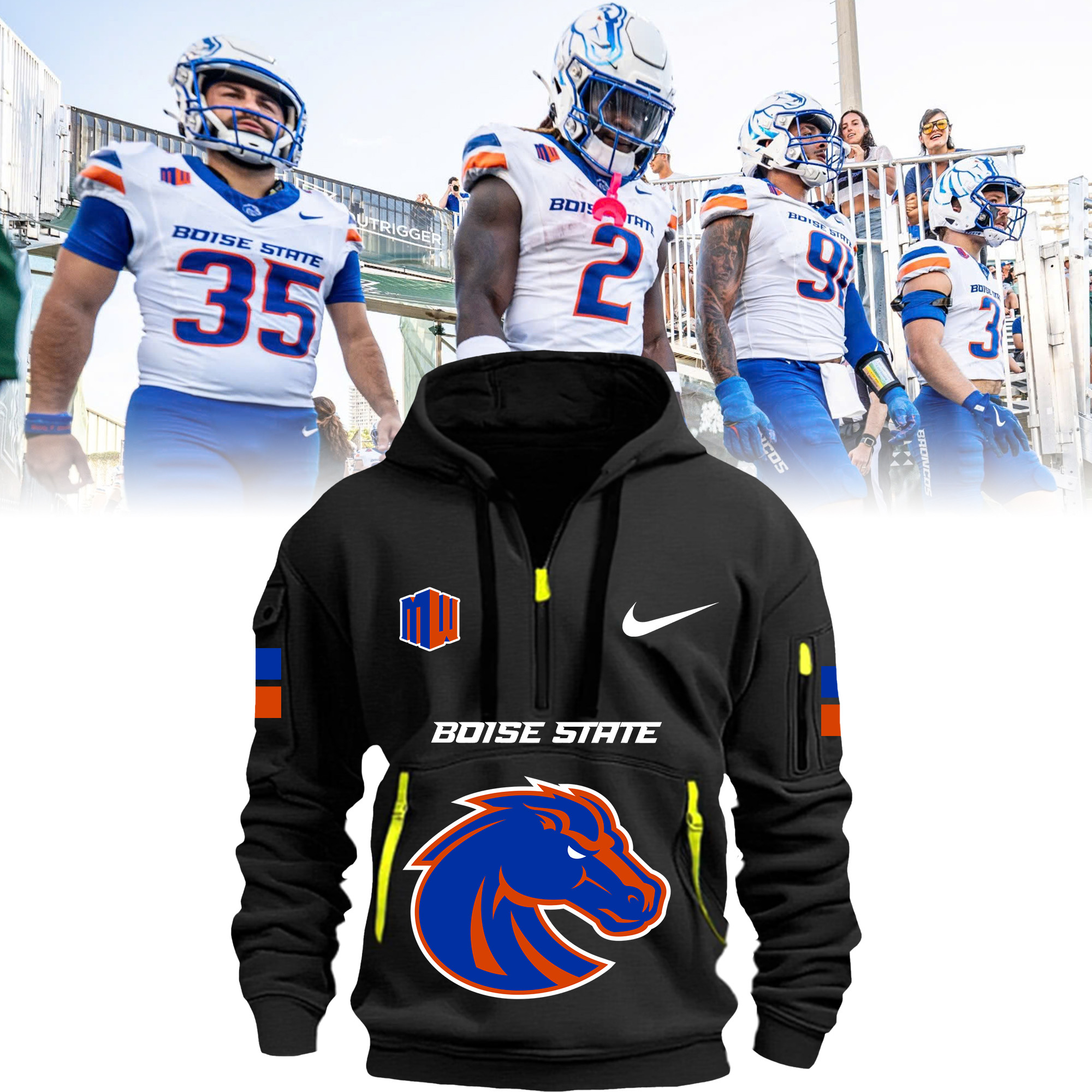 Boise State Broncos Quarter Zip Hoodie