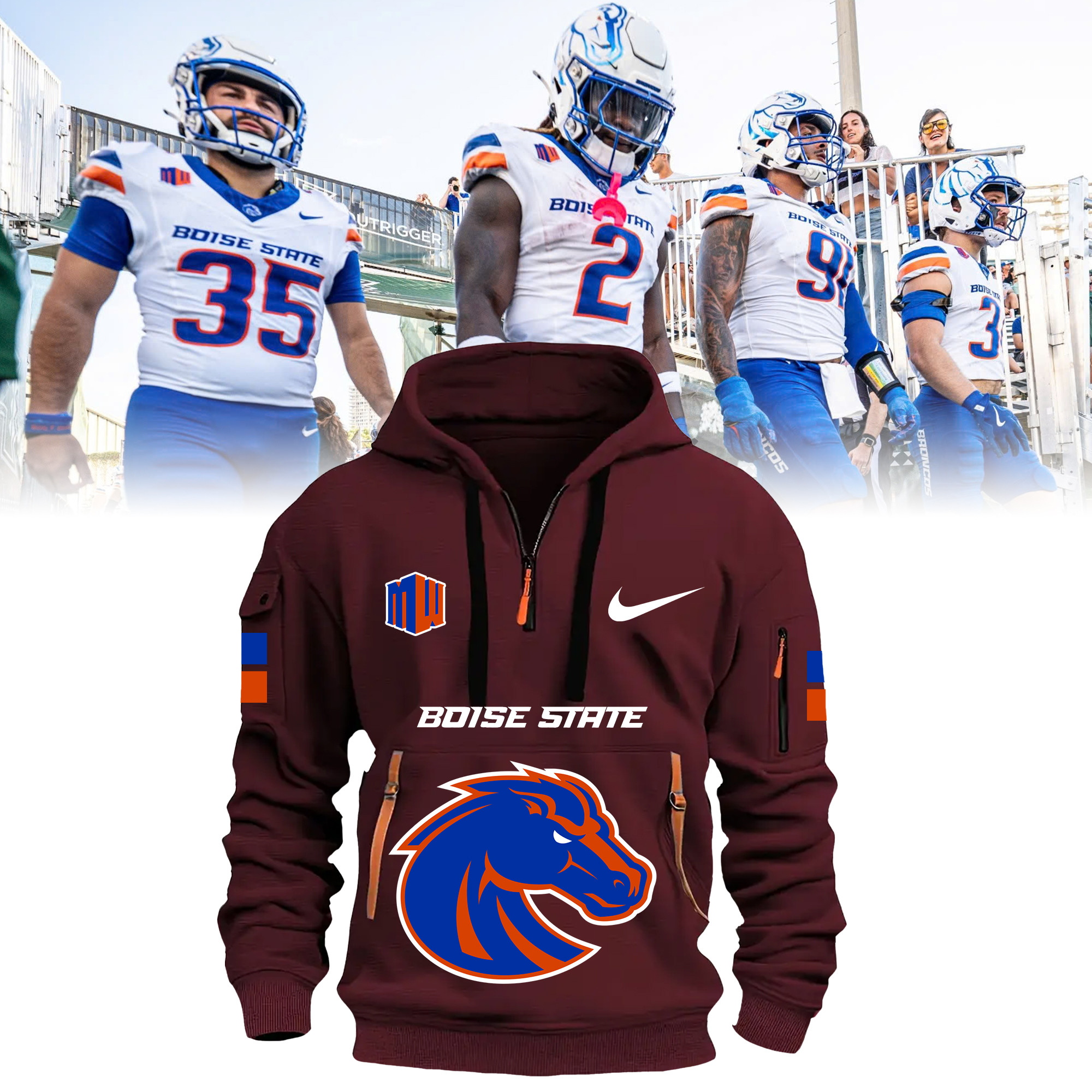 Boise State Broncos Quarter Zip Hoodie