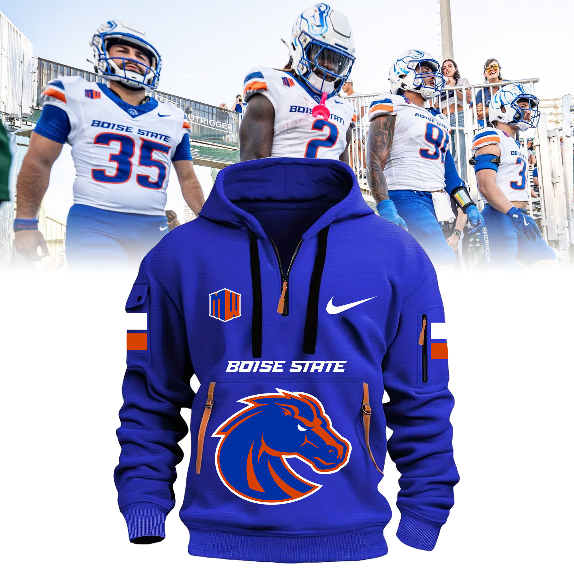 Boise State Broncos Quarter Zip Hoodie