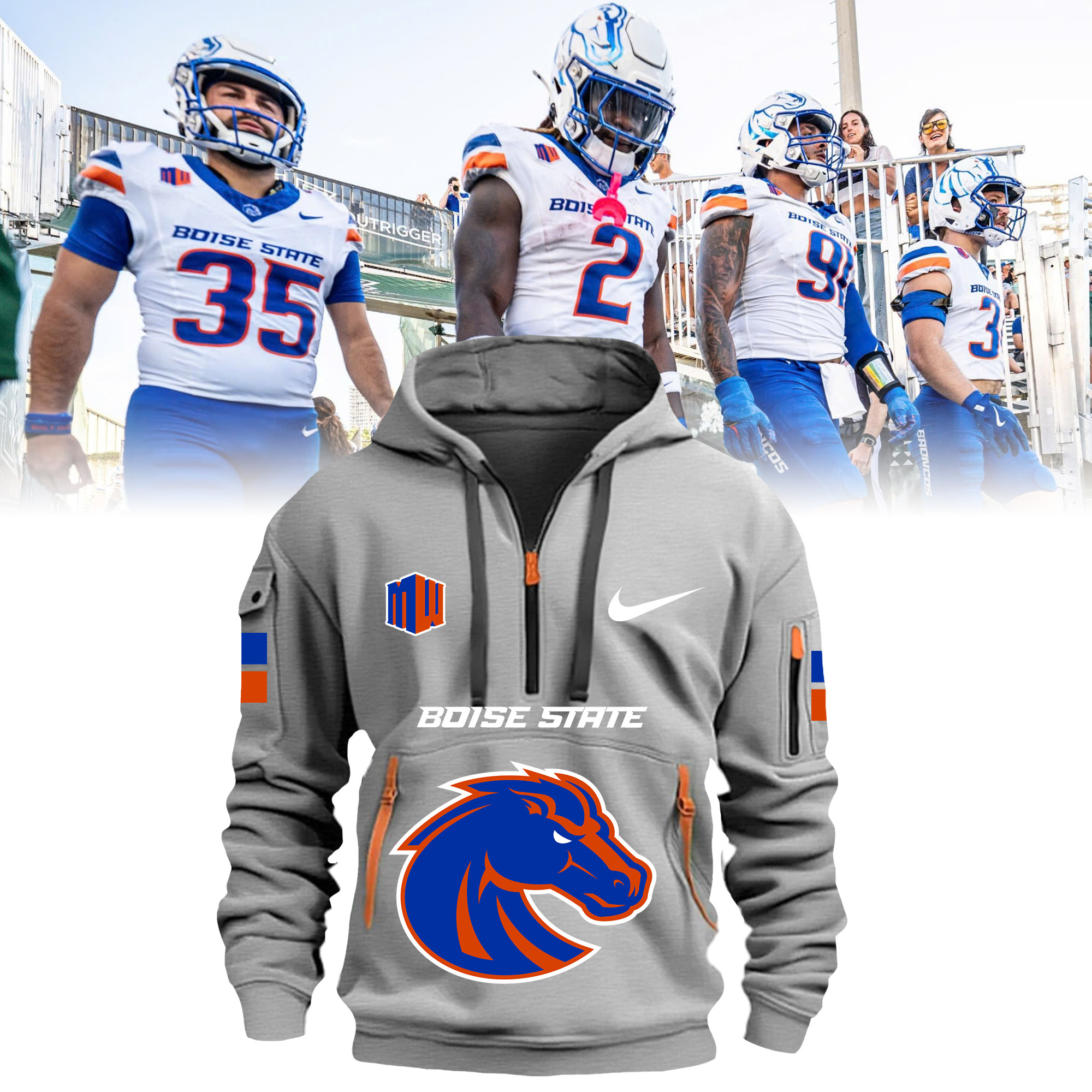 Boise State Broncos Quarter Zip Hoodie