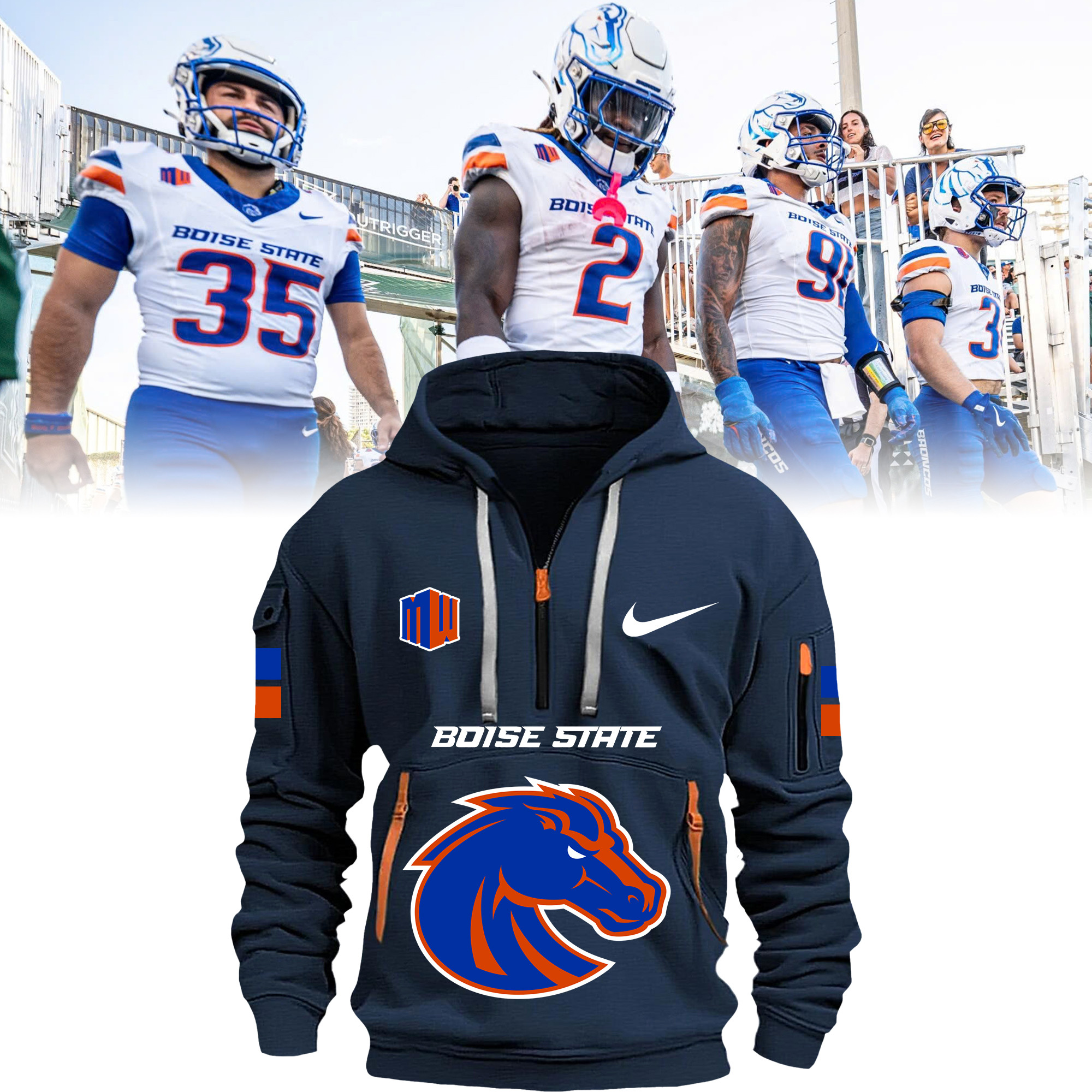 Boise State Broncos Quarter Zip Hoodie