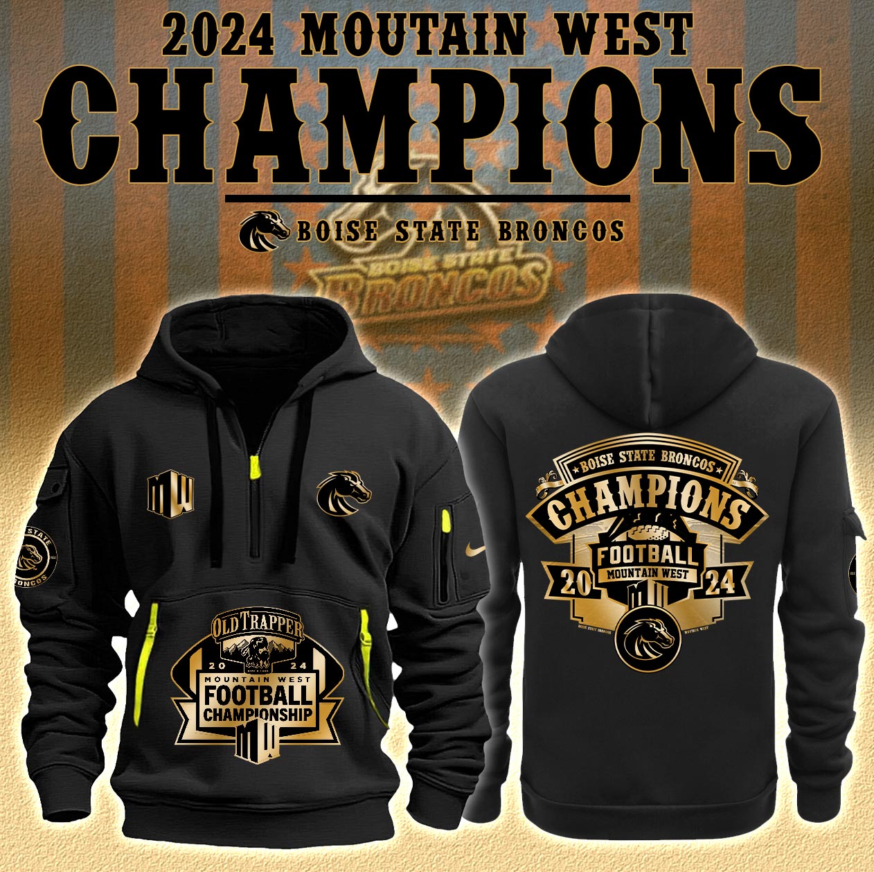 Boise State Football Champions Moutain West  New Hoodie   V2