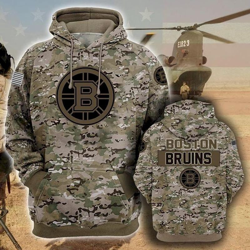 Boston Bruins Camouflage Veteran Hoodie & Zip Hoodie