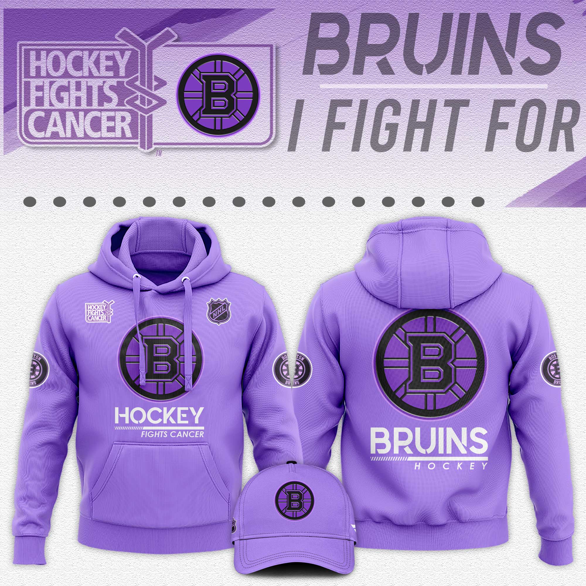 Boston Bruins Hockey Fights Cancer Unisex Hoodie