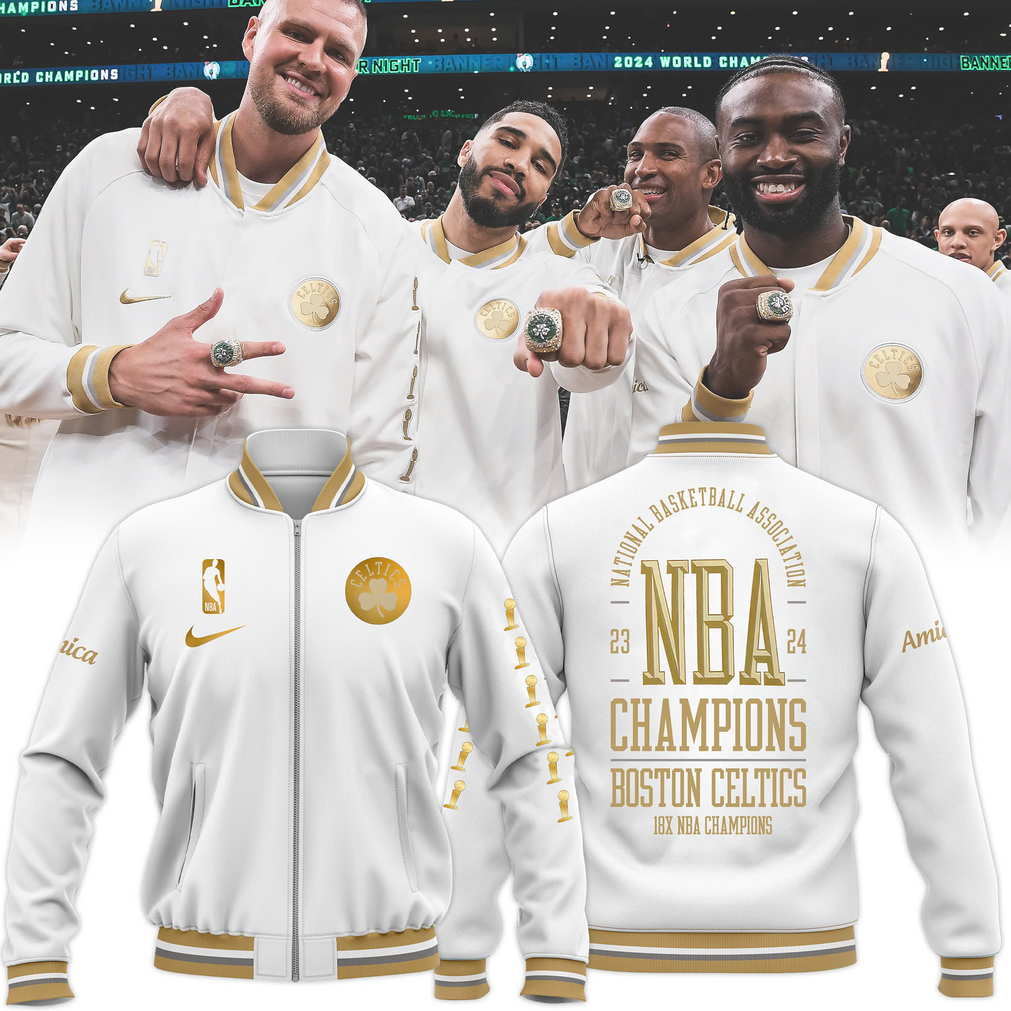 Boston Celtics Finals Champions Banner Collection Authentic Showtime Jacket