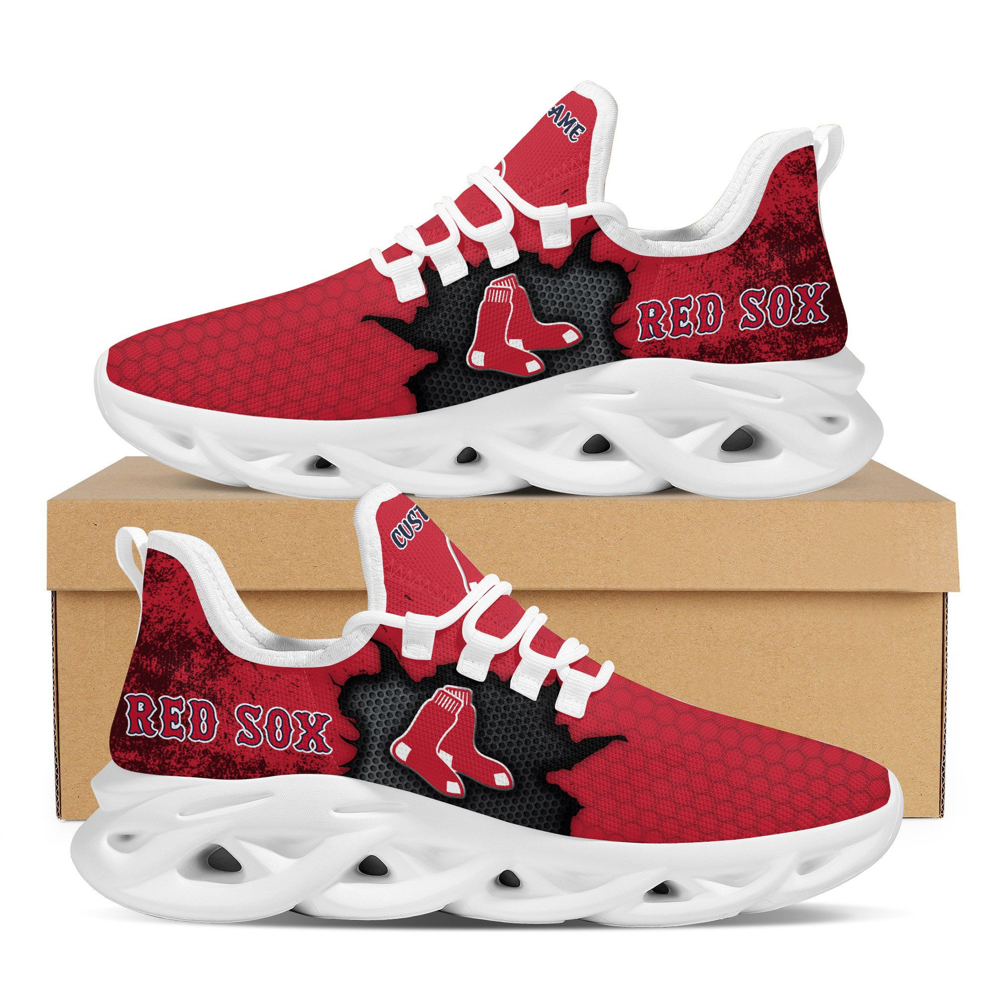Boston Red Sox Cracked Design Trending Max Soul Clunky Sneaker Shoes  Custom Name Personalized