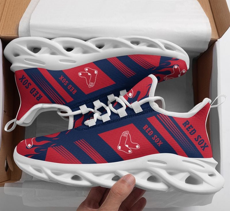 Boston Red Sox Stripe and Fire Pattern Max Soul Shoes NEW019636
