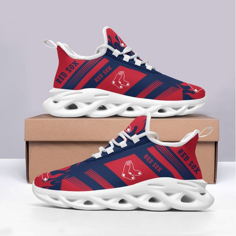 Boston Red Sox Stripe and Fire Pattern Max Soul Shoes NEW019636