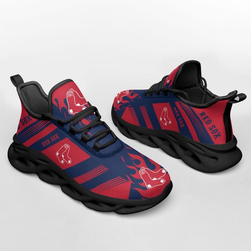 Boston Red Sox Stripe and Fire Pattern Max Soul Shoes NEW019636