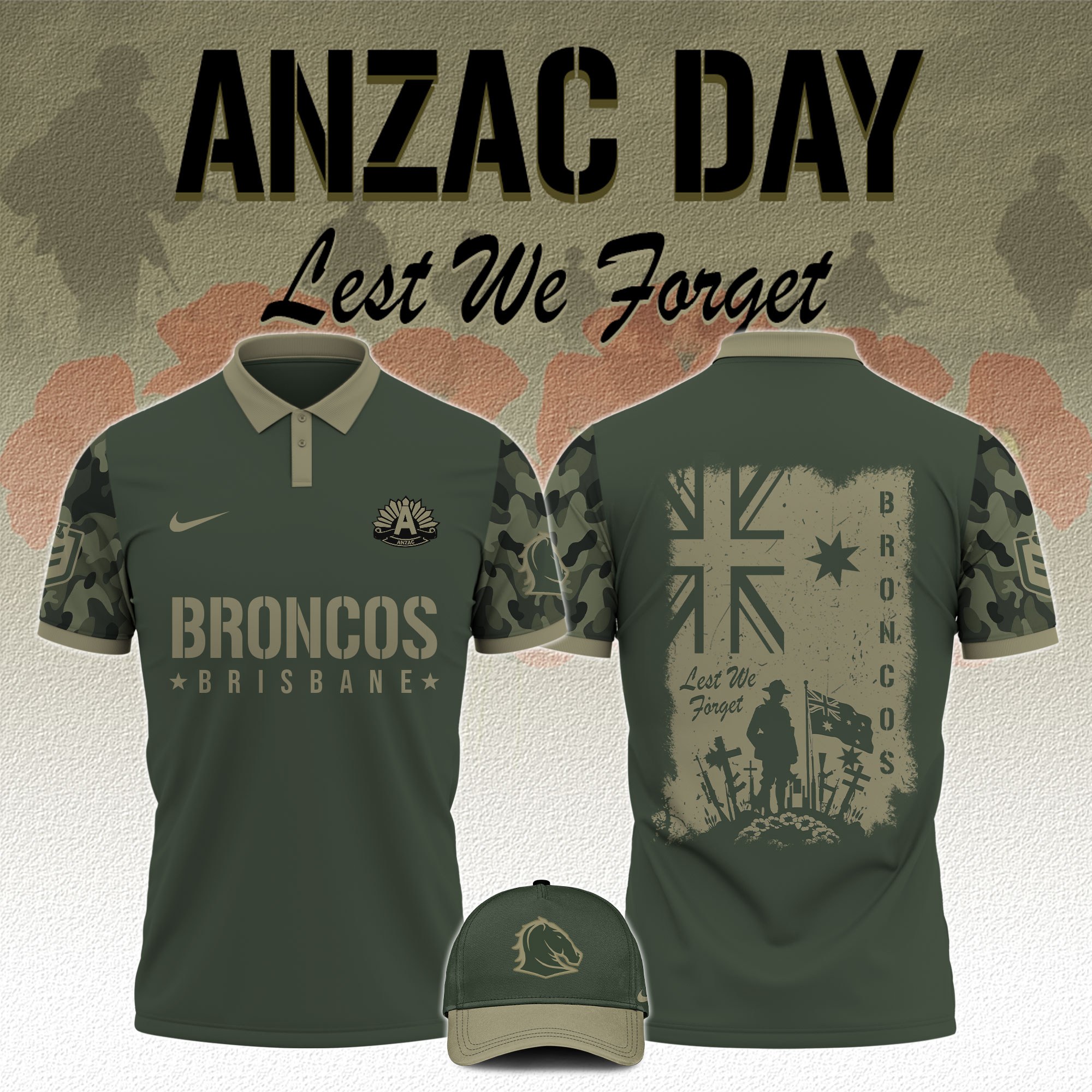 Brisbane Broncos   x Anzac Day   Polo 2025