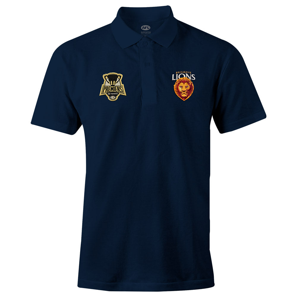 Brisbane Lions Premiers Adults Gold Logo Polo