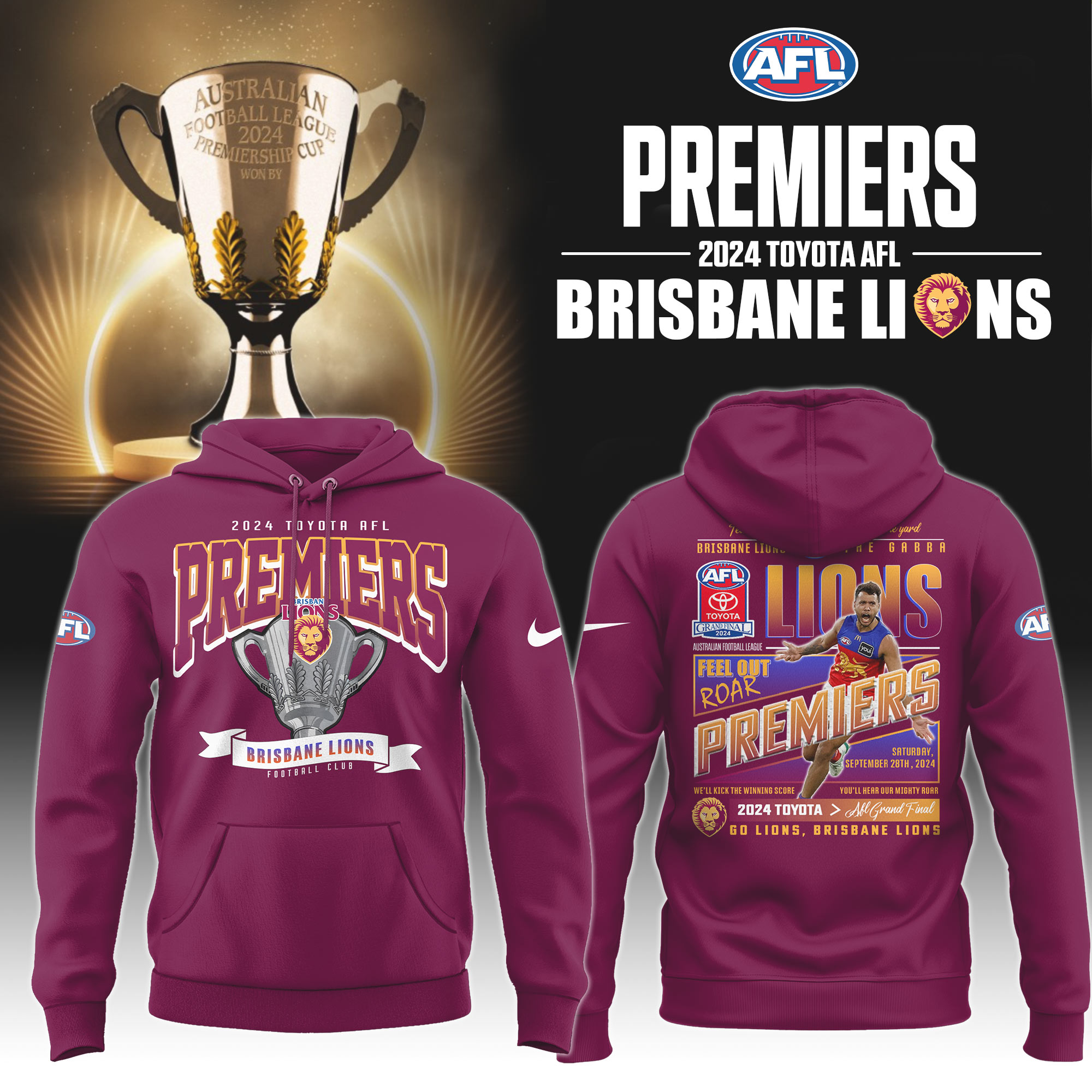 Brisbane Lions Premiers Hoodie Version 1