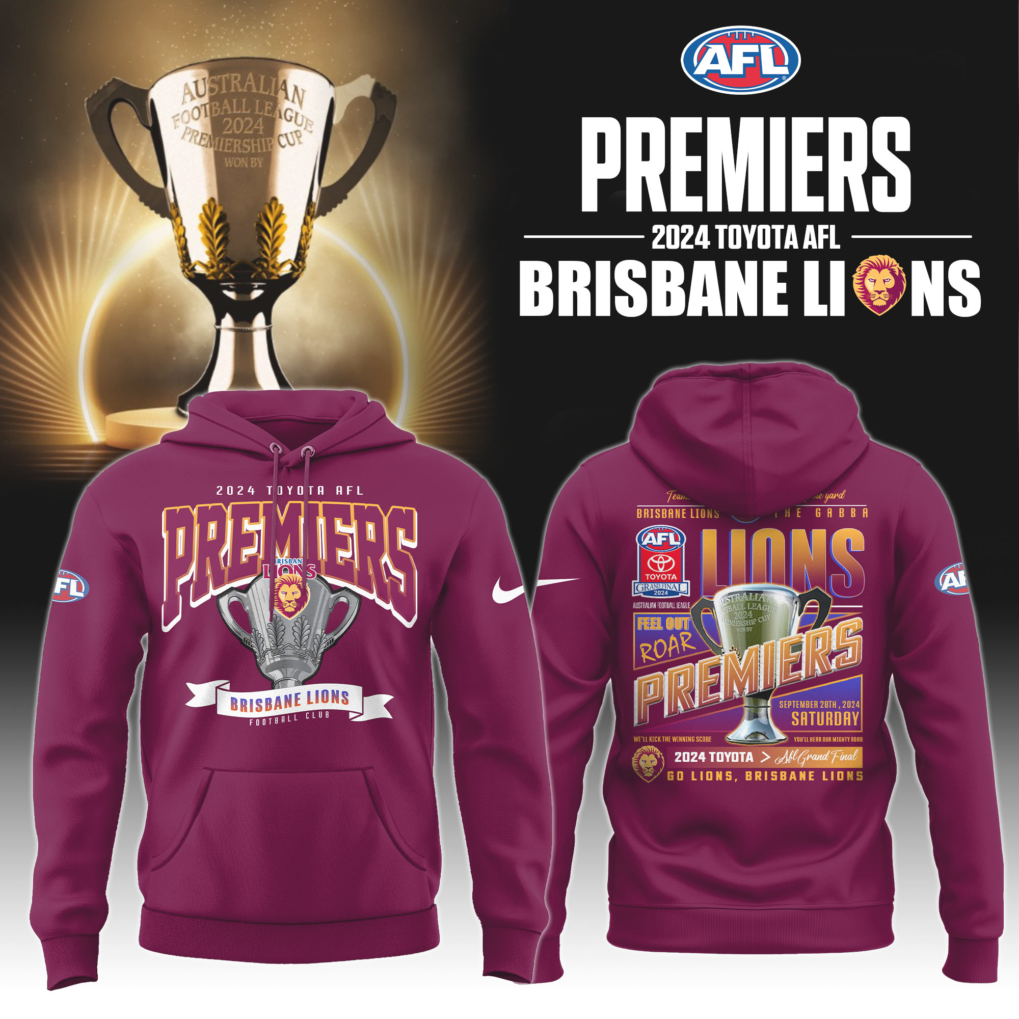 Brisbane Lions Premiers Hoodie Version 3