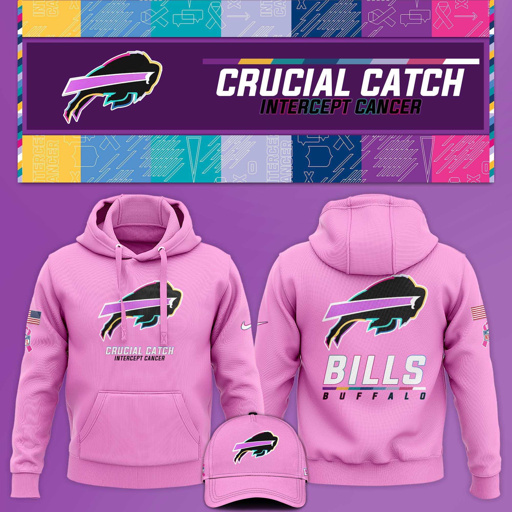 Buffalo Bill Crucial Catch Hoodie V1 Pink