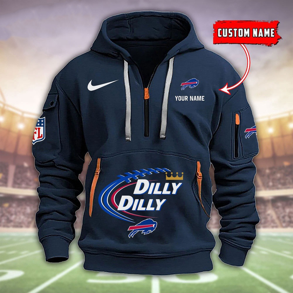 Buffalo Bills Dilly Dilly Football Quarter Zip Hoodie For Buffalo Bills Fans